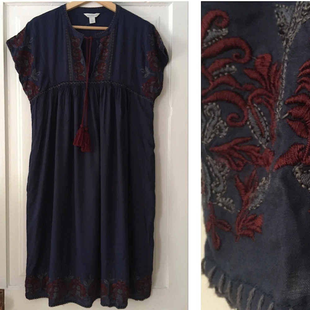 Amazing Sundance Embroidered Shift Dress w/Pockets ~ Fits Med-Large